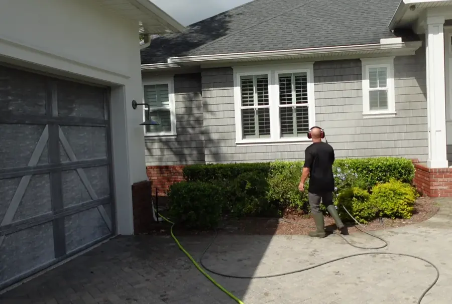 Crisp clean gutter lines on a brick home after Jacksonville gutter services