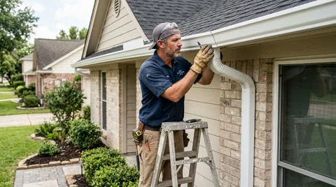 Gutter cleaning crew with tools staged in a Jacksonville driveway