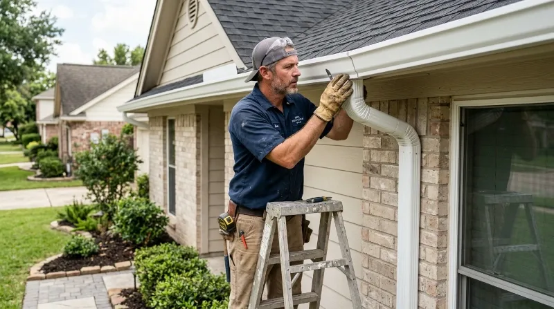 Gutter cleaning crew with tools staged in a Jacksonville driveway