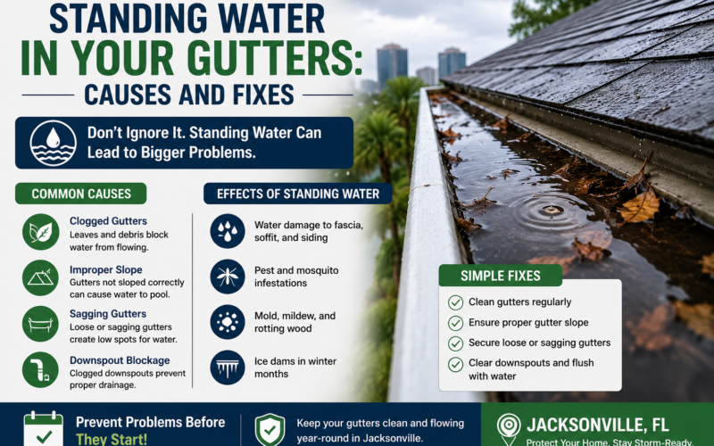 Standing Water in Your Jacksonville Gutters: Causes & Fixes